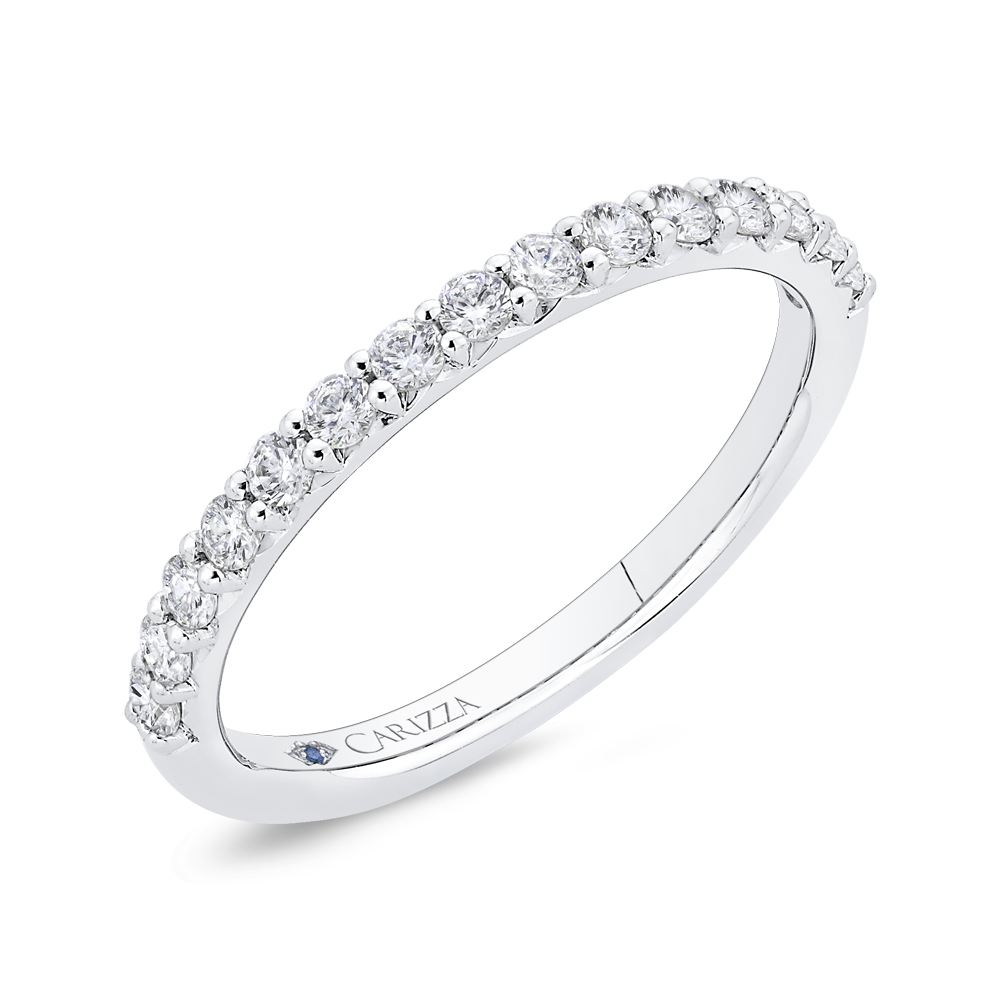 14K White Gold Round Diamond Half Eternity Wedding Band