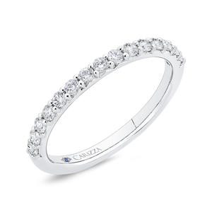 14K White Gold Round Diamond Half Eternity Wedding Band