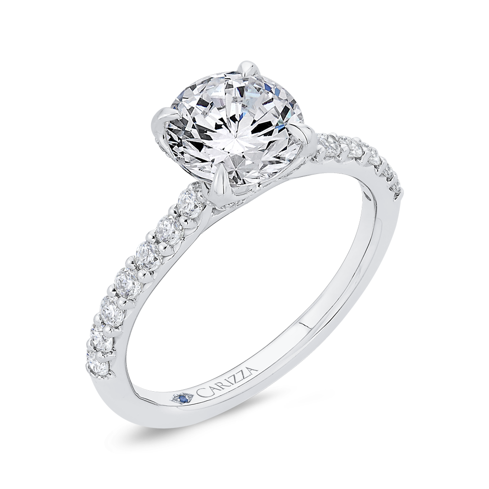 Round Diamond Engagement Ring In 14K White Gold (Semi Mount)