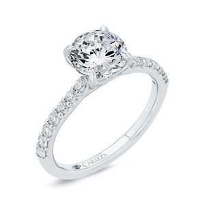 Round Diamond Engagement Ring In 14K White Gold (Semi Mount)