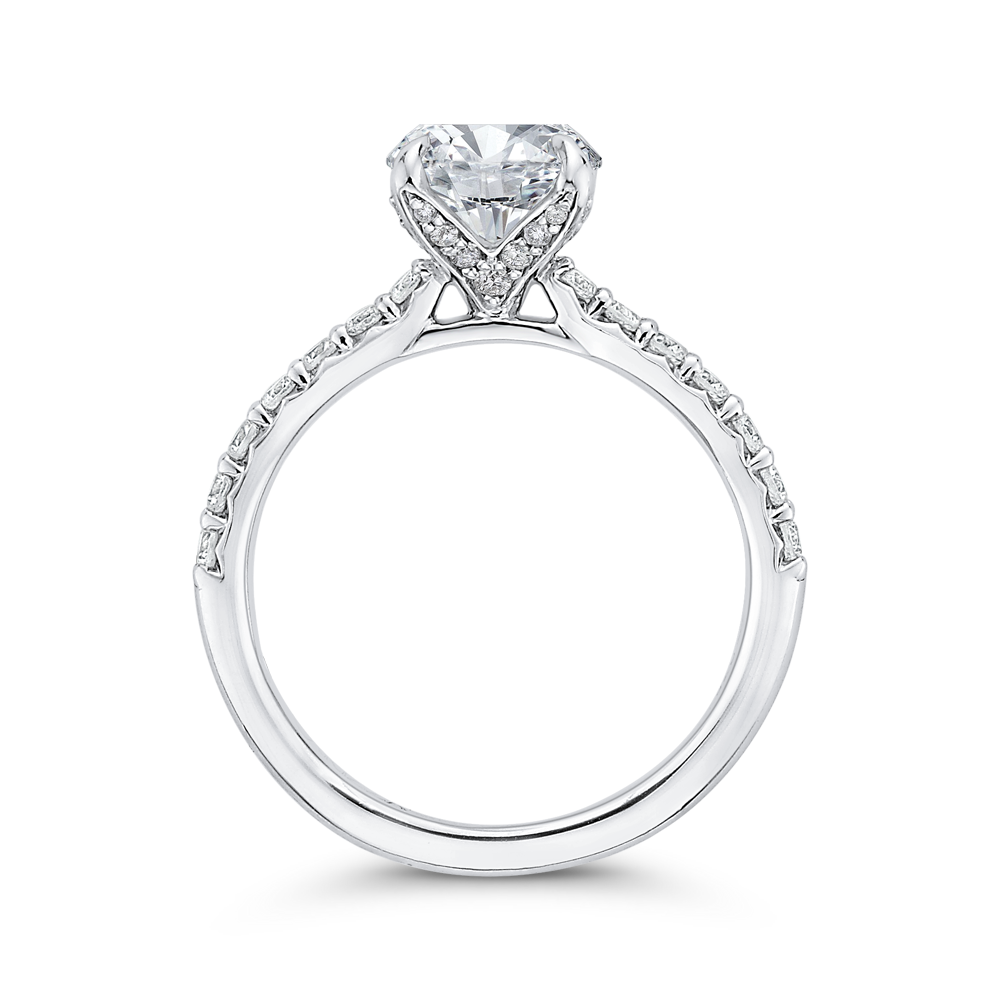 Round Diamond Engagement Ring In 14K White Gold (Semi Mount)