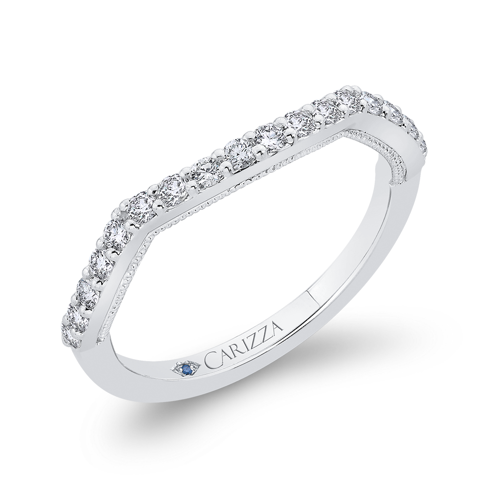 Round Diamond Half Eternity Wedding Band In 14K White Gold