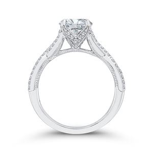 Round Diamond Engagement Ring In 14K White Gold with Split Shank (Semi Mount)