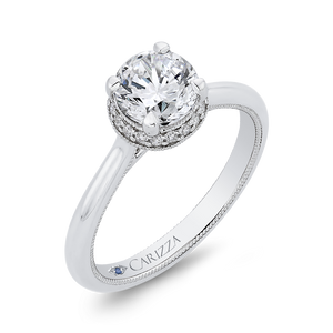 14K White Gold Round Diamond Engagement Ring (Semi Mount)