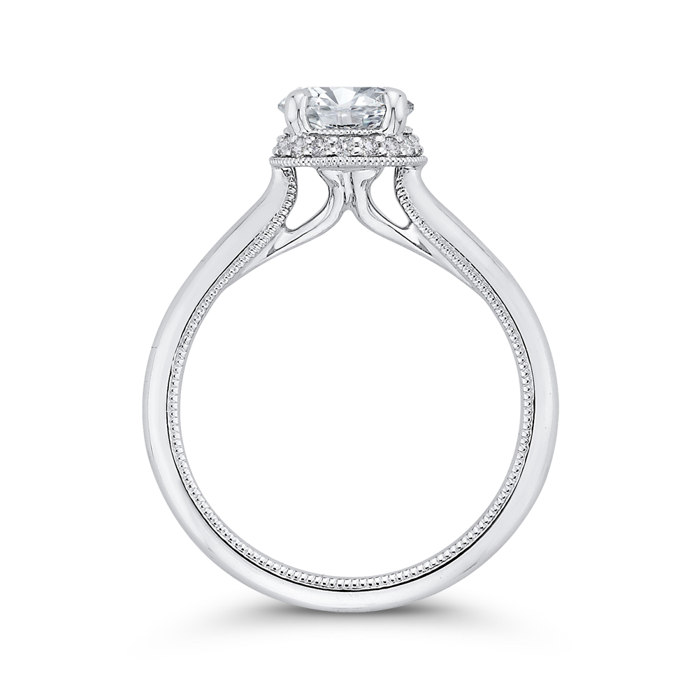 14K White Gold Round Diamond Engagement Ring (Semi Mount)