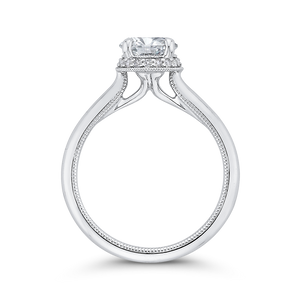 14K White Gold Round Diamond Engagement Ring (Semi Mount)