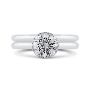 14K White Gold Round Diamond Engagement Ring (Semi Mount)