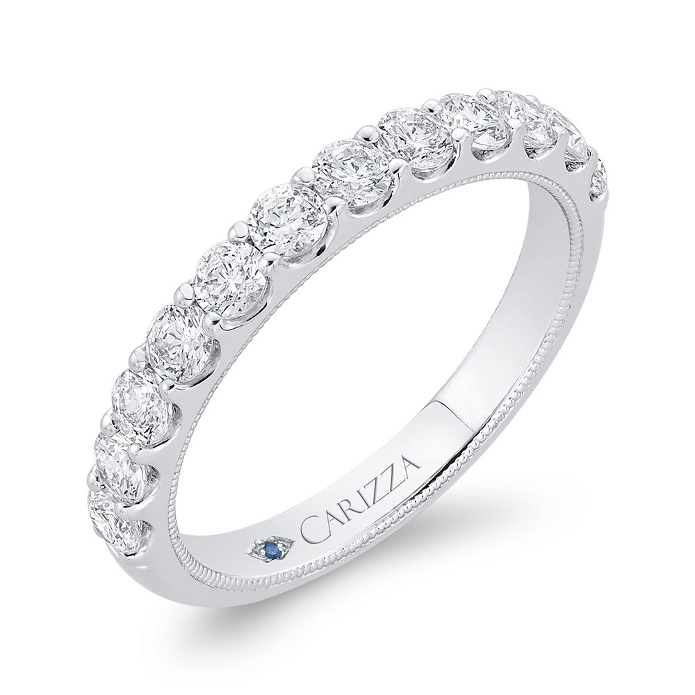 14K White Gold Half Eternity Round Diamond Wedding Band