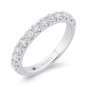 14K White Gold Half Eternity Round Diamond Wedding Band