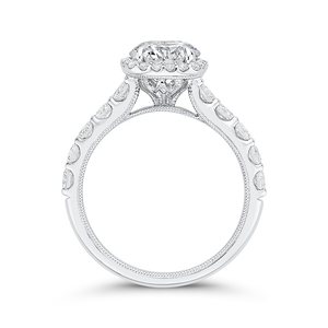 14K White Gold Round Diamond Halo Engagement Ring (Semi Mount)