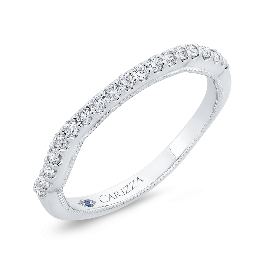 Round Cut Diamond 14K White Gold Half Eternity Wedding Band