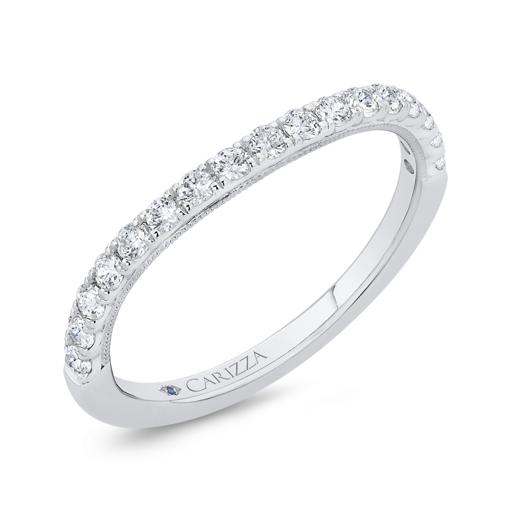 14K White Gold Round Half Run Diamond Wedding Band