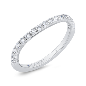 14K White Gold Round Half Run Diamond Wedding Band