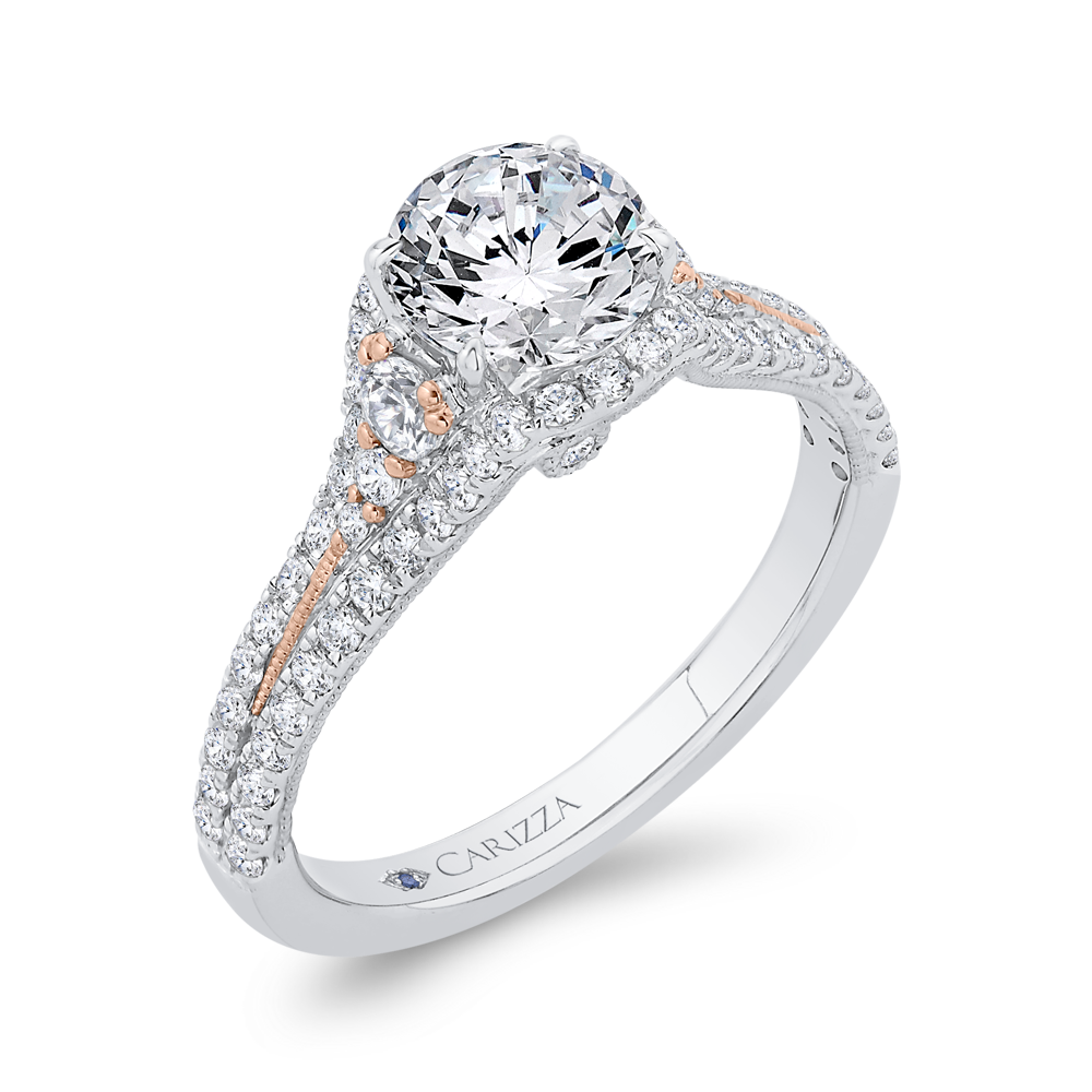 14K Two-Tone Gold Diamond Engagement Ring (Semi-Mount)