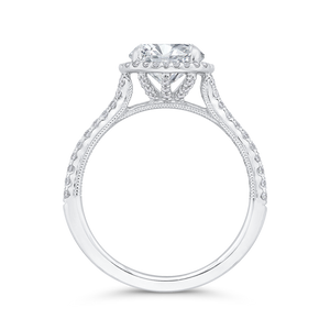 14K White Gold Diamond Halo Engagement Ring (Semi-Mount)