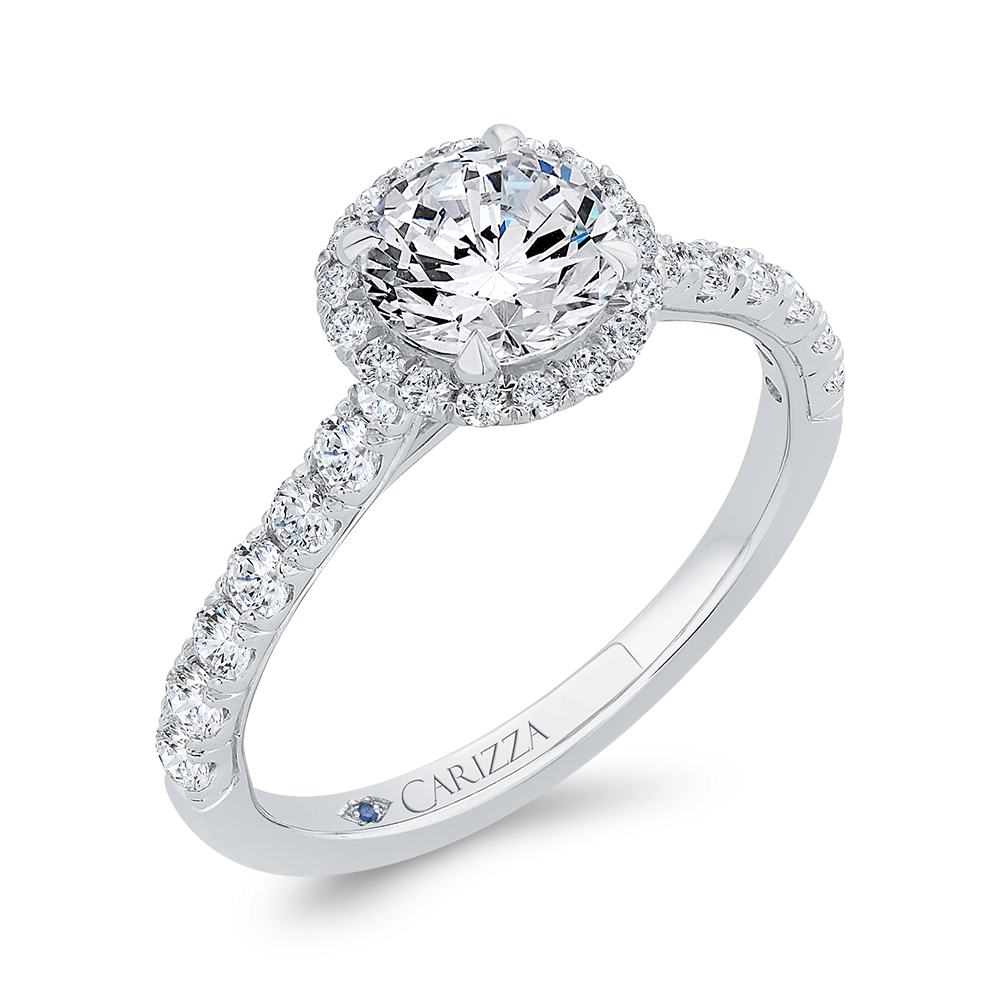 14K White Gold Diamond Engagement Ring (Semi-Mount)