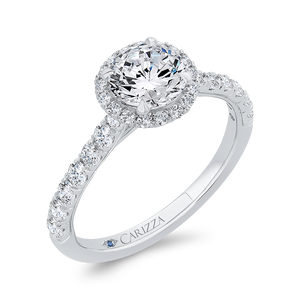 14K White Gold Diamond Engagement Ring (Semi-Mount)