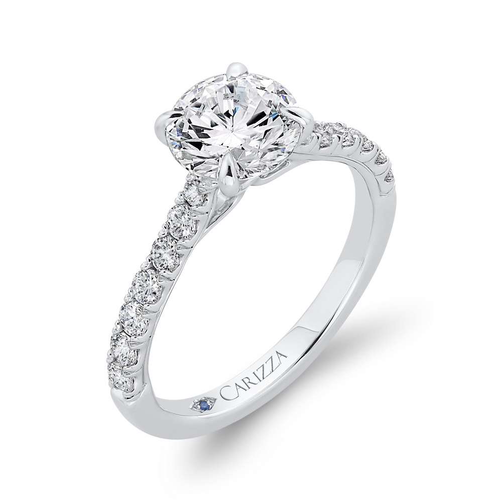 14K White Gold Diamond Engagement Ring (Semi-Mount)