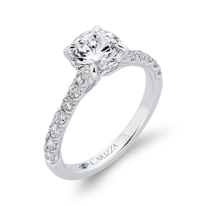 14K White Gold Diamond Engagement Ring (Semi-Mount)