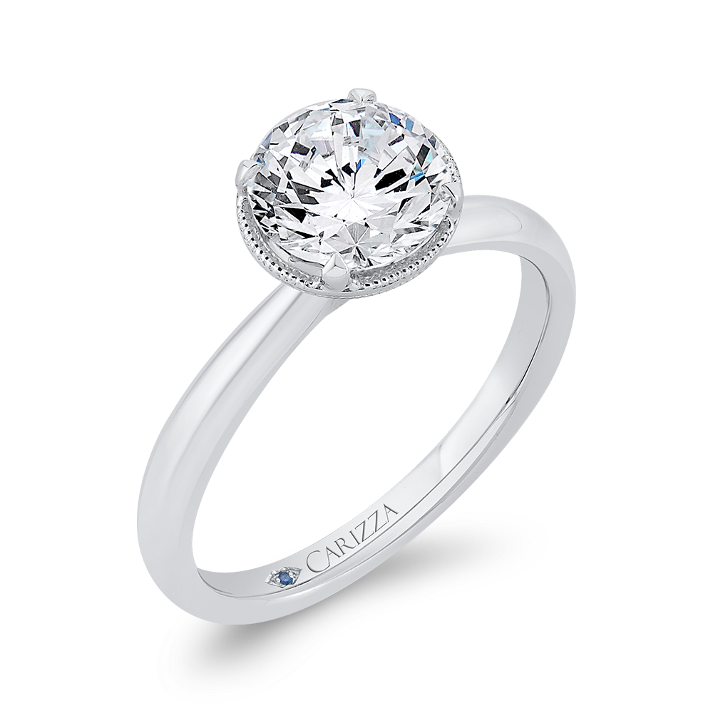 14K White Gold Diamond Engagement Ring (Semi-Mount)