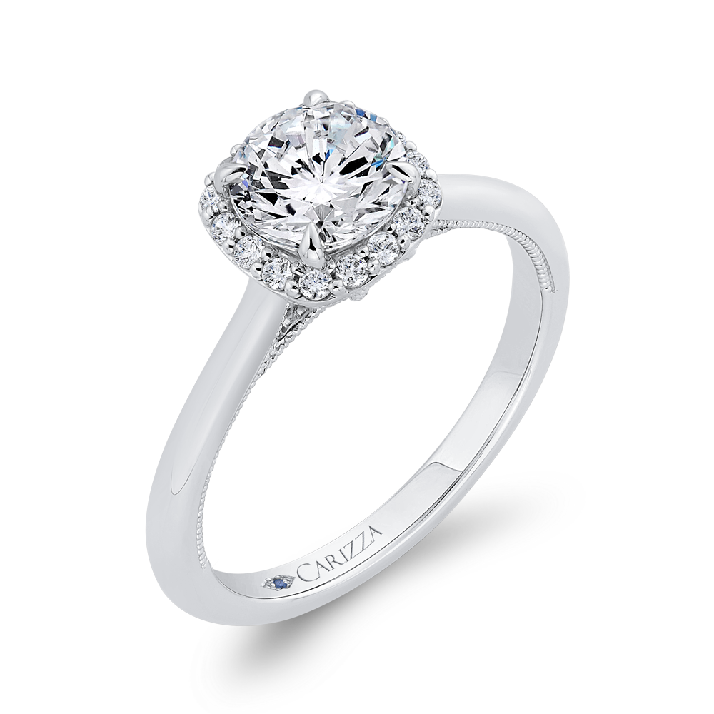 14K White Gold Diamond Engagement Ring (Semi-Mount)