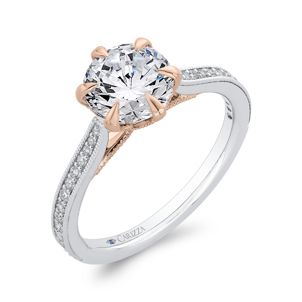 14K Two-Tone Gold Diamond Engagement Ring (Semi-Mount)