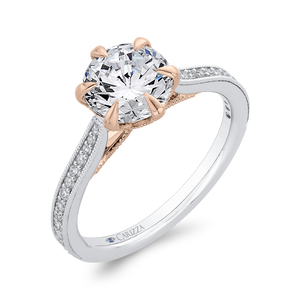 14K Two-Tone Gold Diamond Engagement Ring (Semi-Mount)