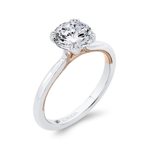 14K Two-Tone Gold Solitaire Engagement Ring (Semi-Mount)