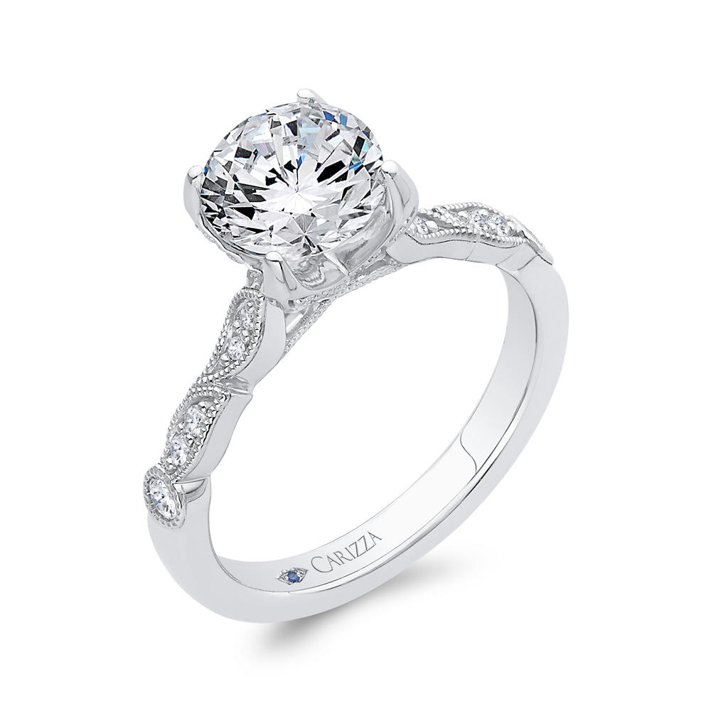 14K White Gold Diamond Engagement Ring (Semi-Mount)