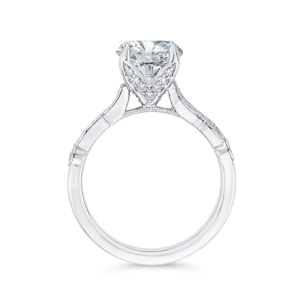 14K White Gold Diamond Engagement Ring (Semi-Mount)