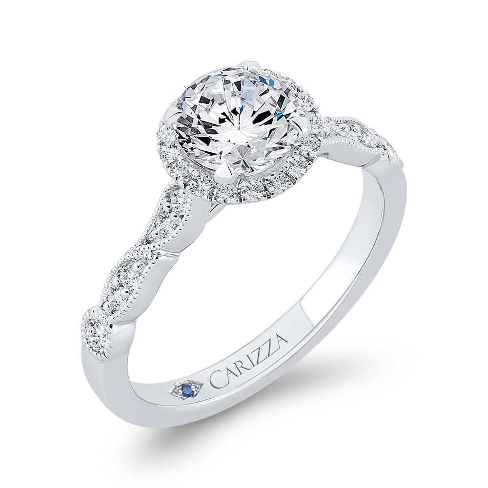 14K White Gold Diamond Engagement Ring (Semi-Mount)