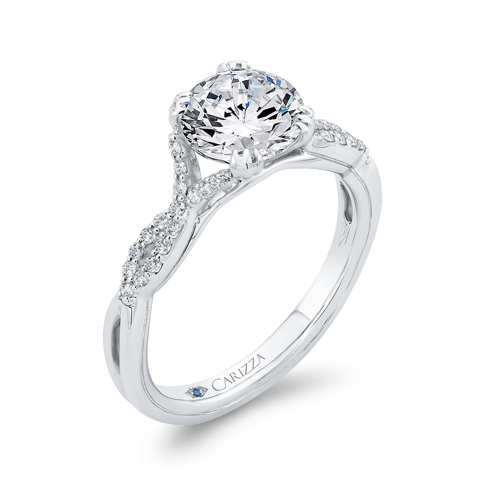 14K White Gold Diamond Engagement Ring (Semi-Mount)