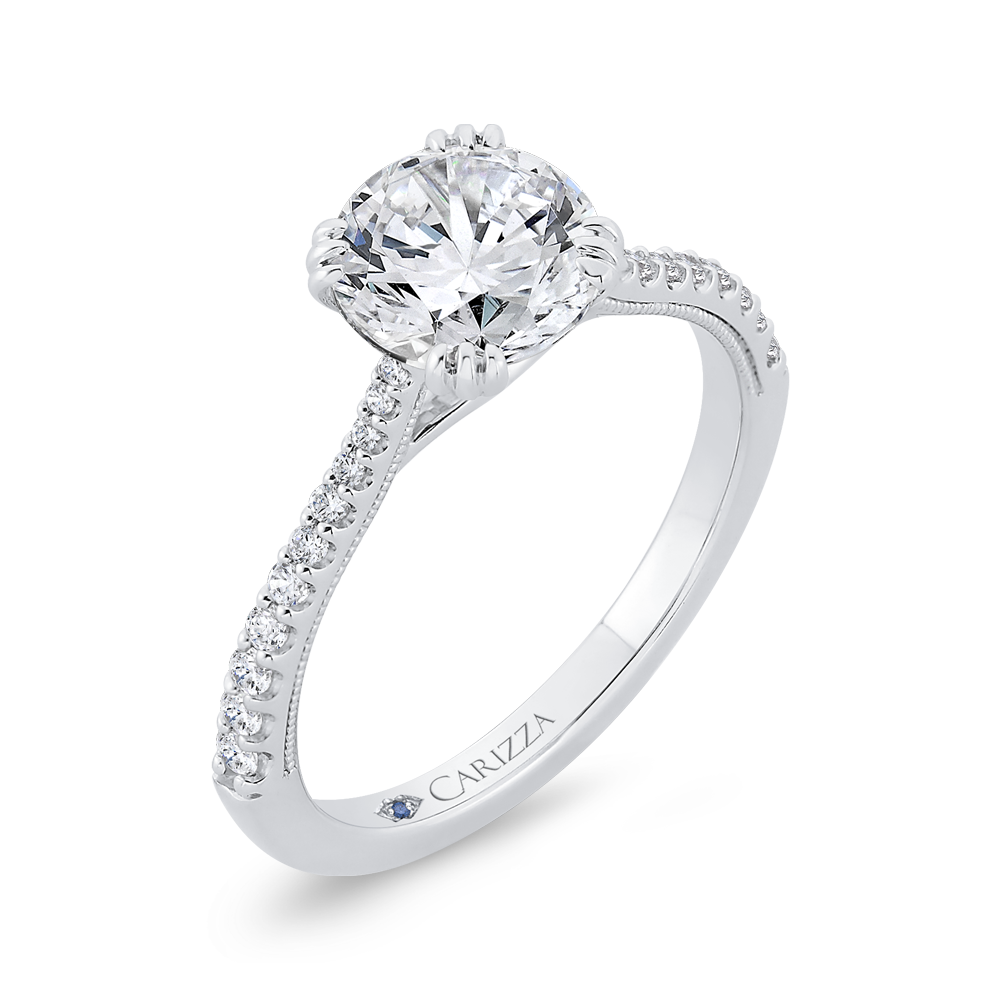 14K White Gold Diamond Engagement Ring (Semi-Mount)