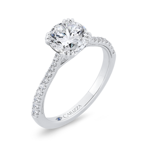 14K White Gold Diamond Engagement Ring (Semi-Mount)