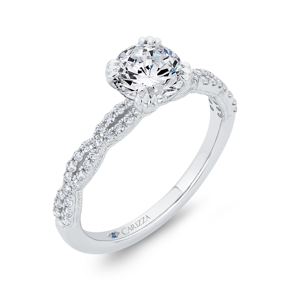 14K White Gold Diamond Engagement Ring (Semi-Mount)