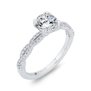 14K White Gold Diamond Engagement Ring (Semi-Mount)