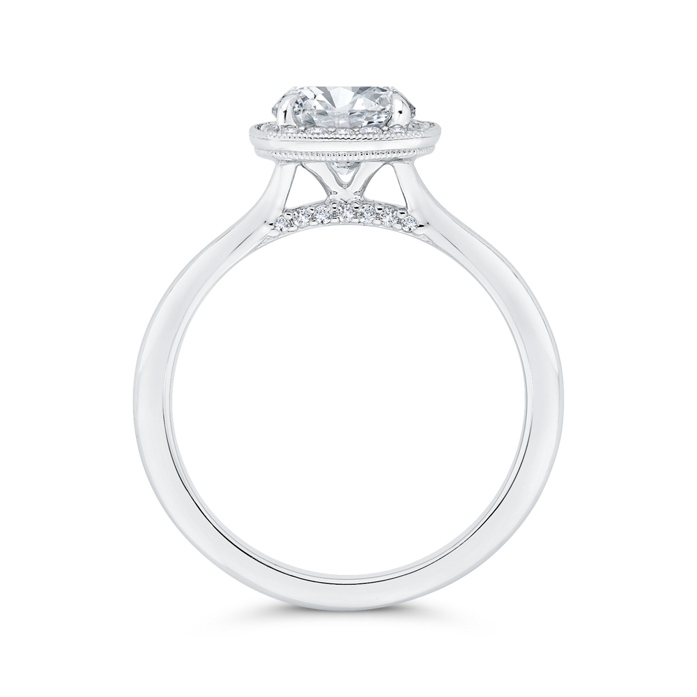 14K White Gold Diamond Halo Engagement Ring (Semi-Mount)