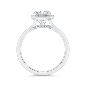 14K White Gold Diamond Halo Engagement Ring (Semi-Mount)