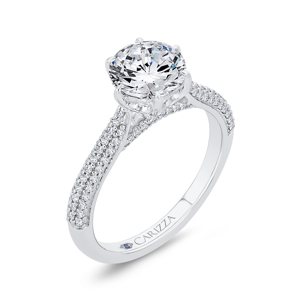 14K White Gold Diamond Engagement Ring (Semi-Mount)