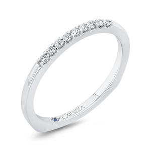 14K White Gold Round Diamond Wedding Band with Euro Shank