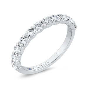 Round Diamond Half-Eternity Wedding Band In 14K White Gold