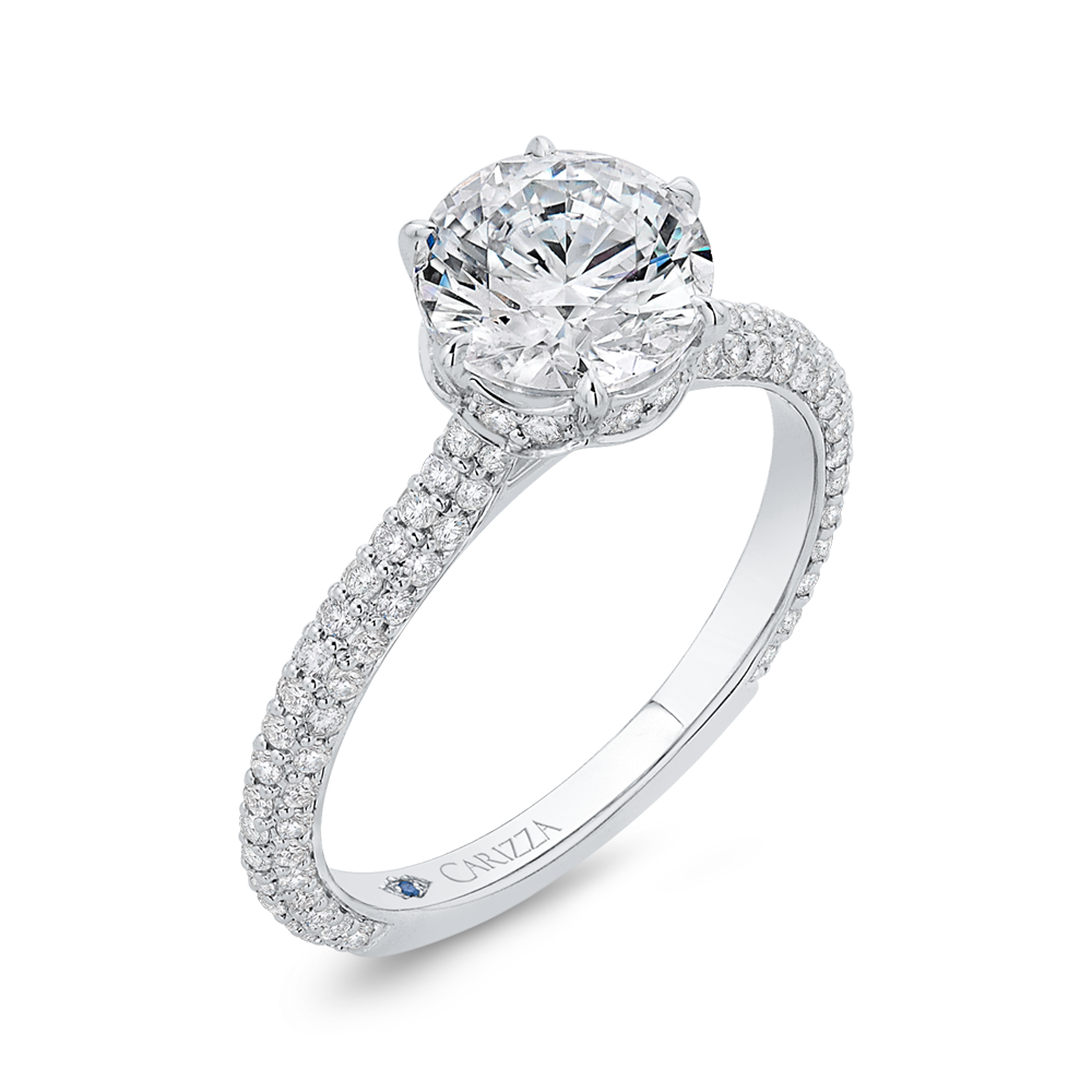 14K White Gold Diamond Engagement Ring (Semi-Mount)