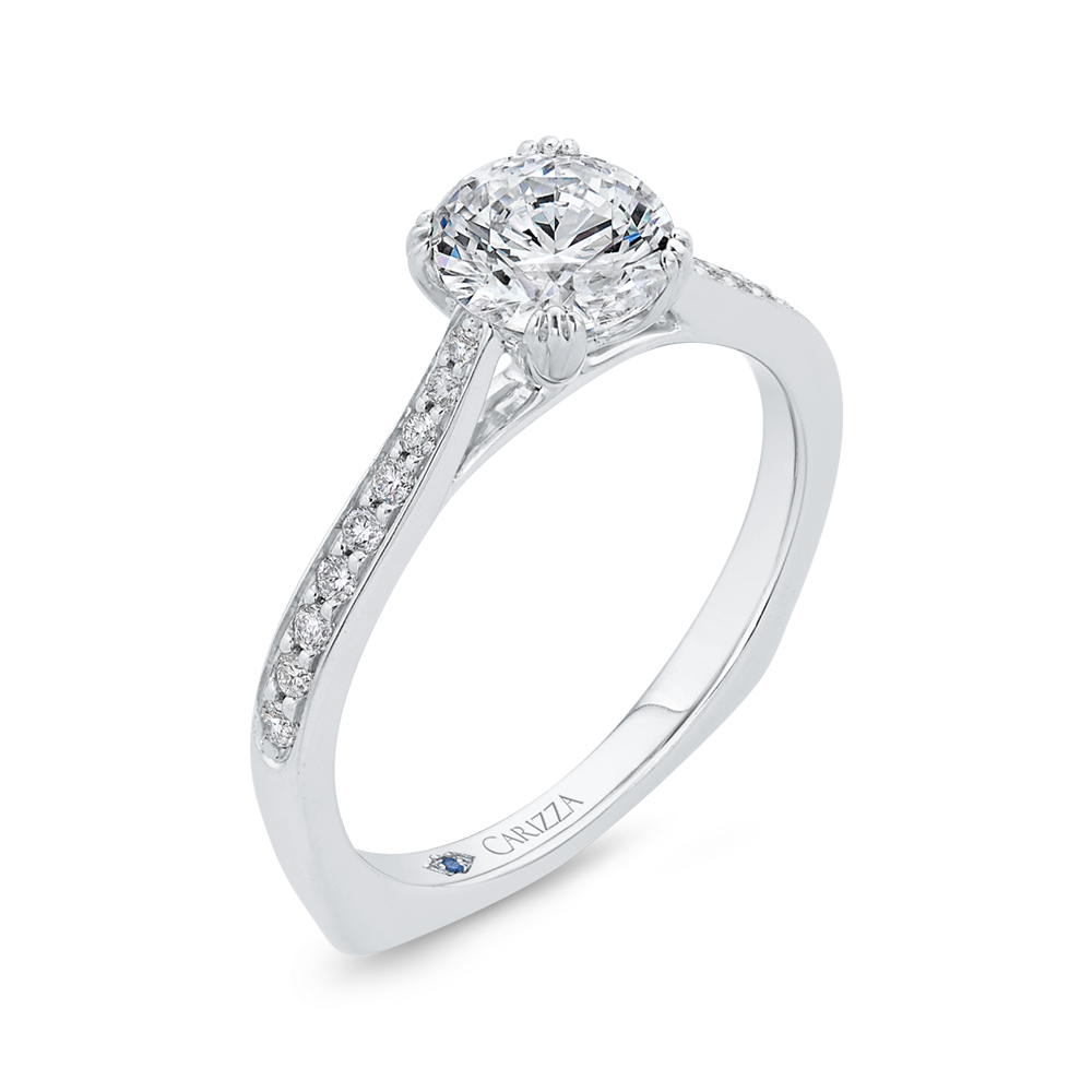 14K White Gold Diamond Engagement Ring with Euro Shank (Semi-Mount)