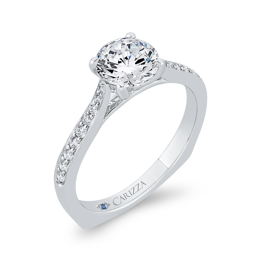 14K White Gold Diamond Engagement Ring with Euro Shank (Semi-Mount)