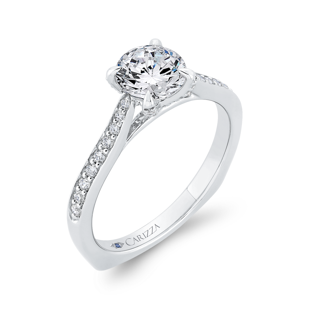 14K White Gold Diamond Engagement Ring with Euro Shank (Semi-Mount)