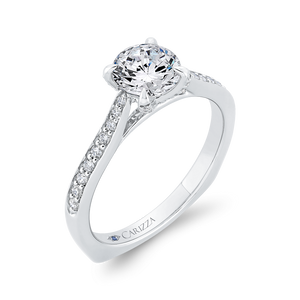 14K White Gold Diamond Engagement Ring with Euro Shank (Semi-Mount)