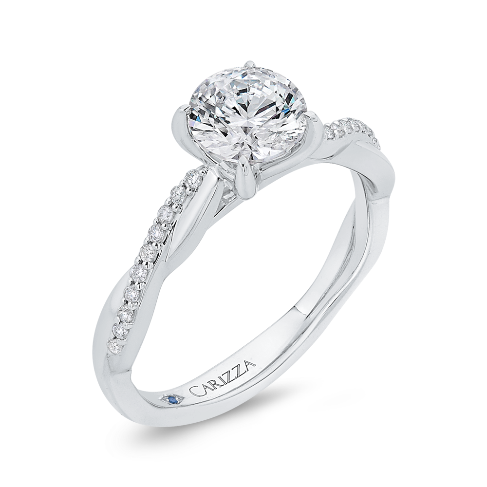 14K White Gold Diamond Engagement Ring (Semi-Mount)