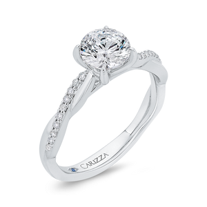 14K White Gold Diamond Engagement Ring (Semi-Mount)