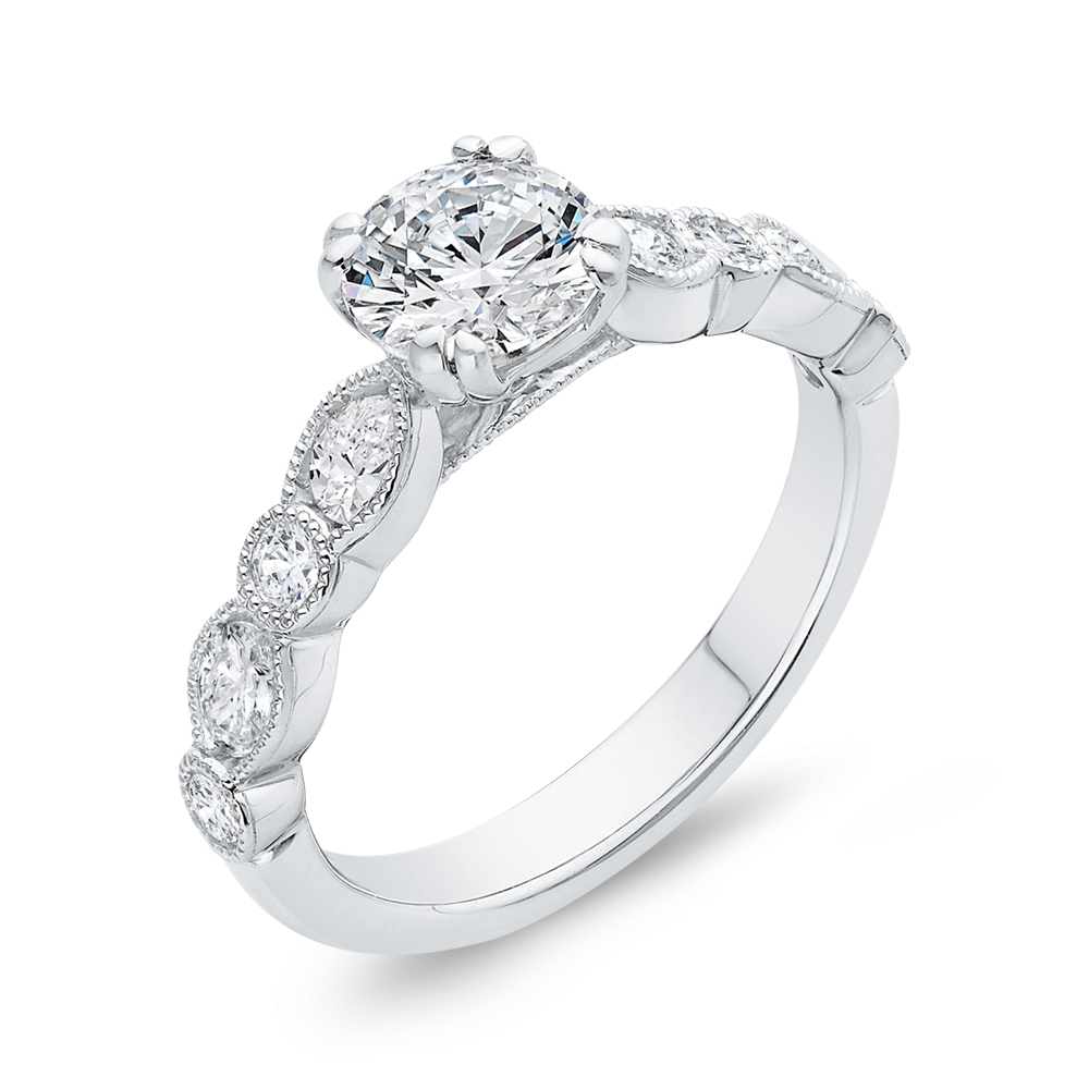 14K White Gold Diamond Engagement Ring (Semi-Mount)