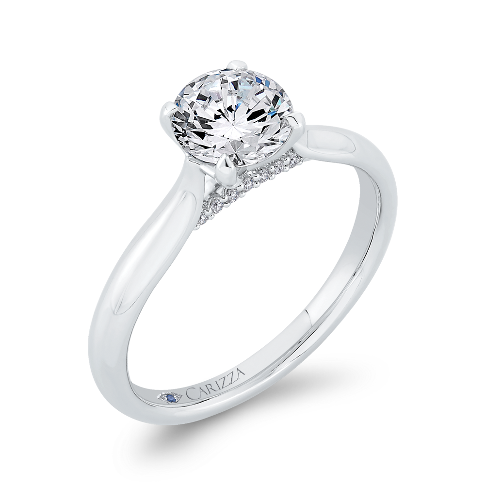 14K White Gold Diamond Engagement Ring (Semi-Mount)